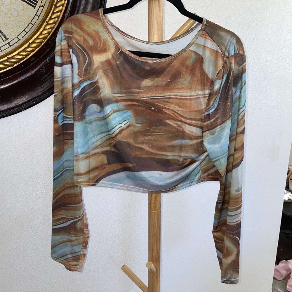 Plus Size Long Sleeve Crop Top